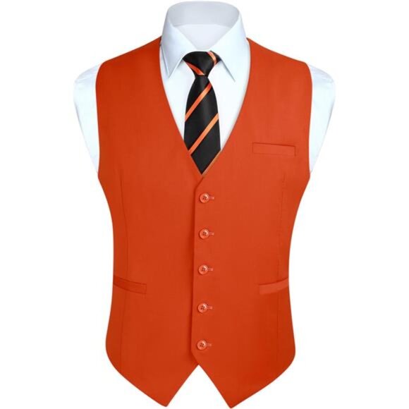 Men's Vest Formal Waistcoat Orange